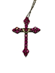 Sterling Silver Chain With Cross Pendant of Rubies, Gold, and Sterling
