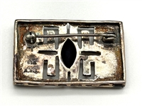 Albert David Signed Sterling Silver Onyx and Marcasite Brooch