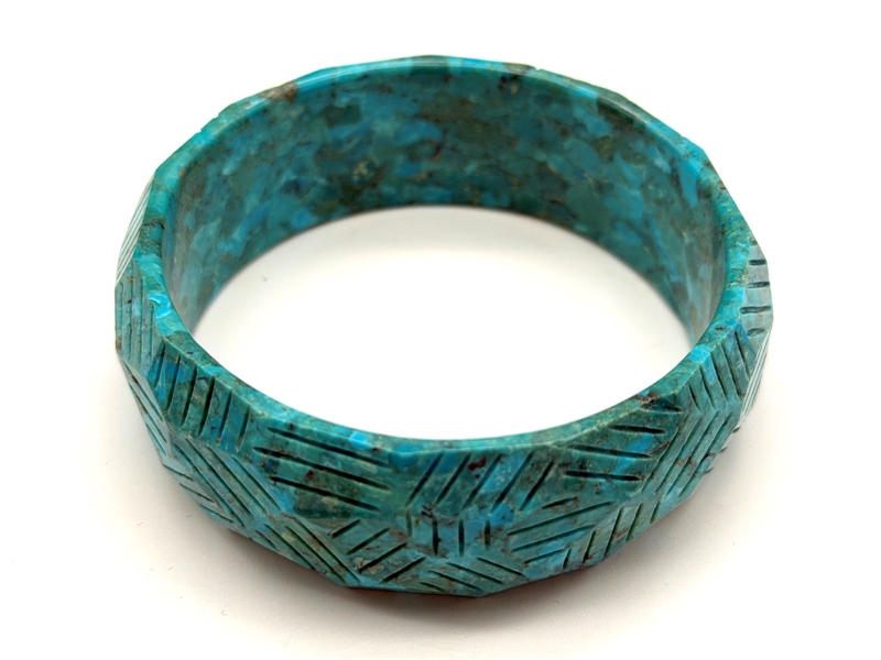 Rare Molded Turquoise Bangle Bracelet