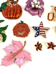 (16) Enamel and Rhinestone Brooches