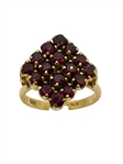 18k Gold Garnet Ring Round Cluster Setting