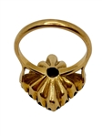 18k Gold Garnet Ring Round Cluster Setting