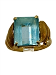 18k Gold Aquamarine Emerald Cut Ring