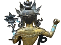 Large Brass Deity Sculpture of Padmapani Holder of the Lotus
