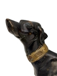 Brass Greyhound Dog Sculpture With Bronzed Patina