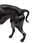 Brass Greyhound Dog Sculpture With Bronzed Patina