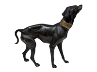 Brass Greyhound Dog Sculpture With Bronzed Patina