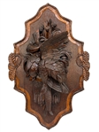 Swiss/German Black Forest Hand Carved "Fruits of the Hunt" Wall Plaque