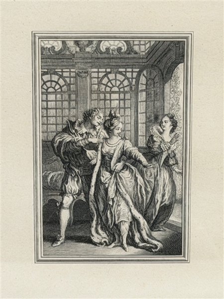 Pierre Philippe Choffard Engraving "Death Embraces Woman"