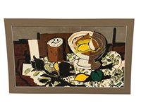 Georges Braque Print Mounted to Board: Black Pitcher and Lemons
