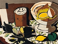 Georges Braque Print Mounted to Board: Black Pitcher and Lemons