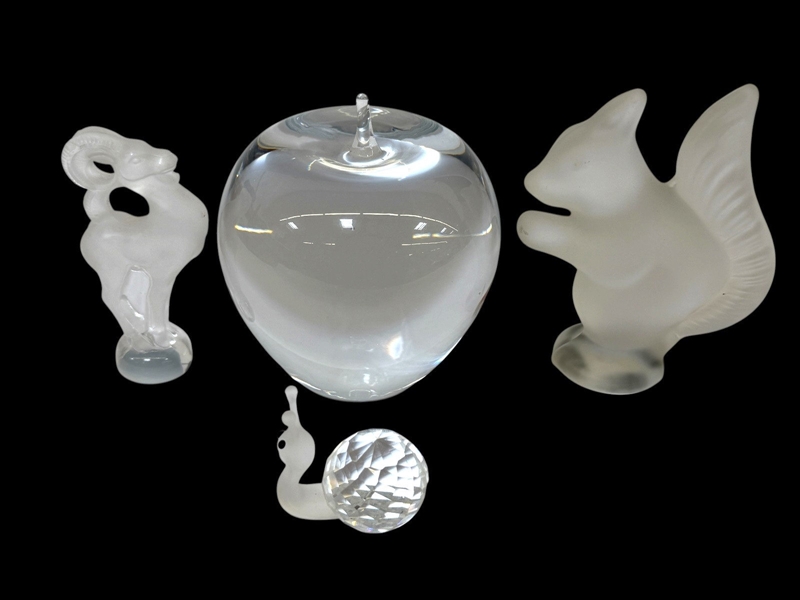(4) Pieces of Glass: Lalique, Swarovski, Larson