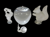 (4) Pieces of Glass: Lalique, Swarovski, Larson