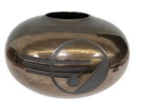 Raku Fired Pottery Vase Signed Ellis