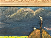 Unsigned Oil Haystack Under Cloudy Skies