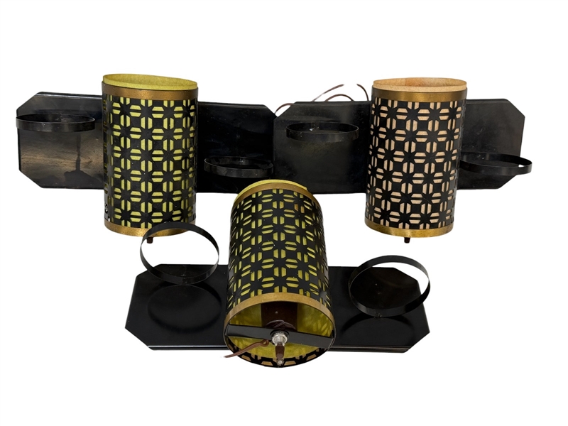 (3) Mid Century Modern Fiberglass Insert Shade Wall Sconces