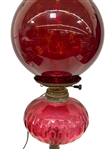 Ruby Red Converted Banquet Lamp