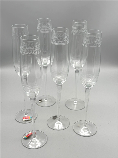 (6) Fostoria Glass Champagne Flutes