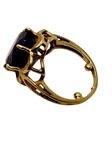 14k Gold Ring with Round Amethyst High Cathedral Setting