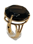 14k Gold Ring with Smoky Quartz in Tall Basket
