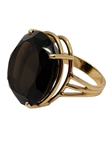 14k Gold Ring with Smoky Quartz in Tall Basket
