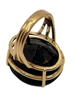 14k Gold Ring with Smoky Quartz in Tall Basket