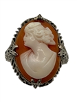 14k White Gold Ring with Cameo