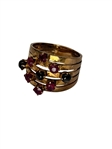 14k Gold Ring with Rubies and Black Onyx