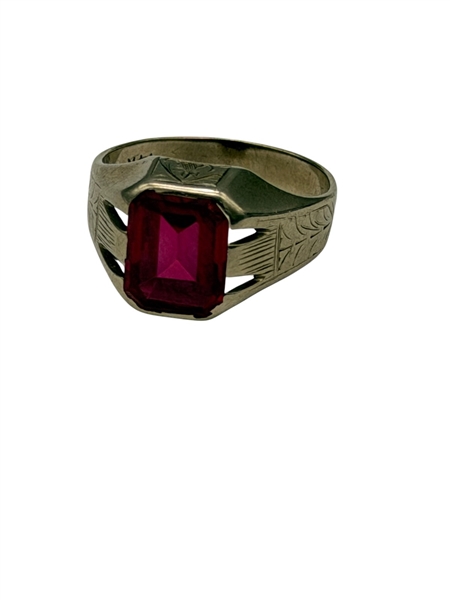 14k Gold Art Deco Ruby Ring