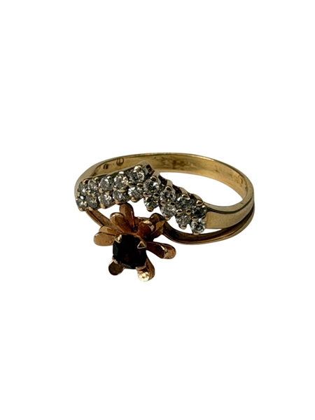 14k Gold Ring with Ruby and Diamonds