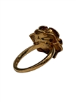14k Gold Ring with Solitaire Diamond in High Flower Setting