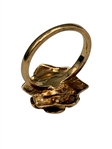 14k Gold Ring with Solitaire Diamond in High Flower Setting