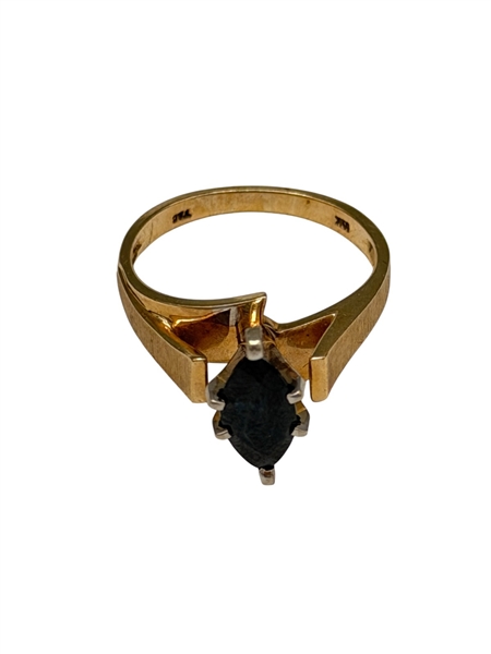 14k Gold Ring with Marquis Cut Sapphire