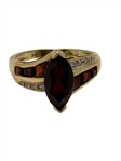 14k Gold Ring with Garnets and Diamonds