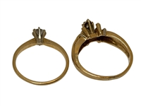 (2) 14k Gold Diamond Rings