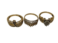 (3) 10k Gold Rings with Diamonds