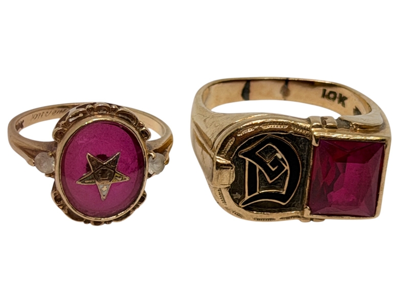 (2) 10k Gold Rings with Rubies