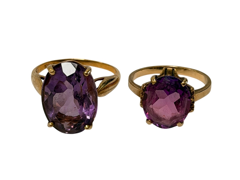 (2) 10k Gold Rings with Amethysts