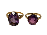 (2) 10k Gold Rings with Amethysts