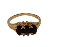 (3) 10k Gold Rings with Emeralds, Hiddenite, Black Onyx