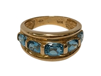 (4) 10k Gold Rings with Rubies, Aquamarine, and Topaz