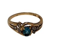 (4) 10k Gold Rings with Rubies, Aquamarine, and Topaz