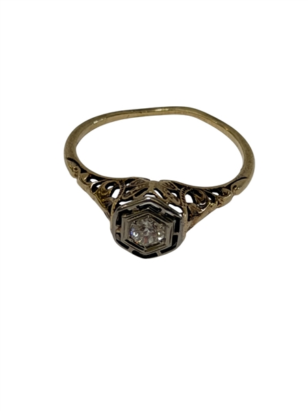 10k Gold Art Deco Diamond Ring