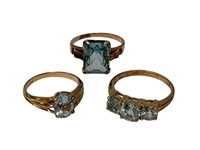 (3) 10k Gold Rings with Blue Gemstones