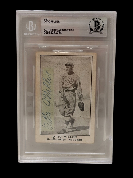 1922 American Caramel Otto Miller Authentic Autograph Cut Beckett Graded