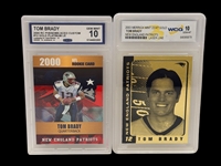 (2) Toom Brady Graded Football Cards; 2000 Rookie Phenoms, 2003 Merrick 23k Gold Laser Line
