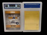 (2) Toom Brady Graded Football Cards; 2000 Rookie Phenoms, 2003 Merrick 23k Gold Laser Line