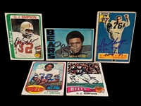 (5) Autographed Football Cards; Lou Groza, Gale Sayers, O.J. Simpson