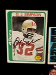 (5) Autographed Football Cards; Lou Groza, Gale Sayers, O.J. Simpson