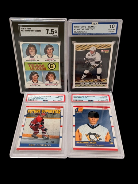 (4) Graded Hockey Cards; Jagr, Lindros